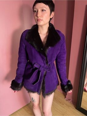Blumarine Suede Rabbit Fur Coat